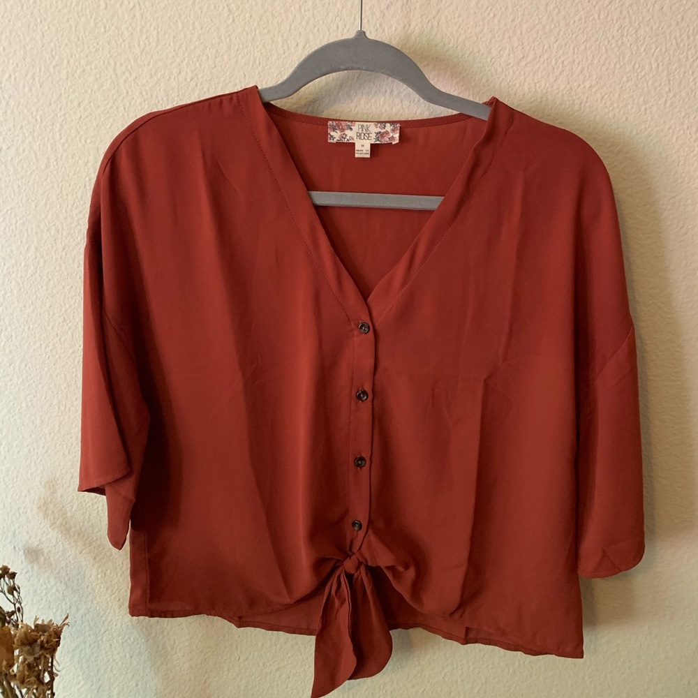 cropped knotted blouse